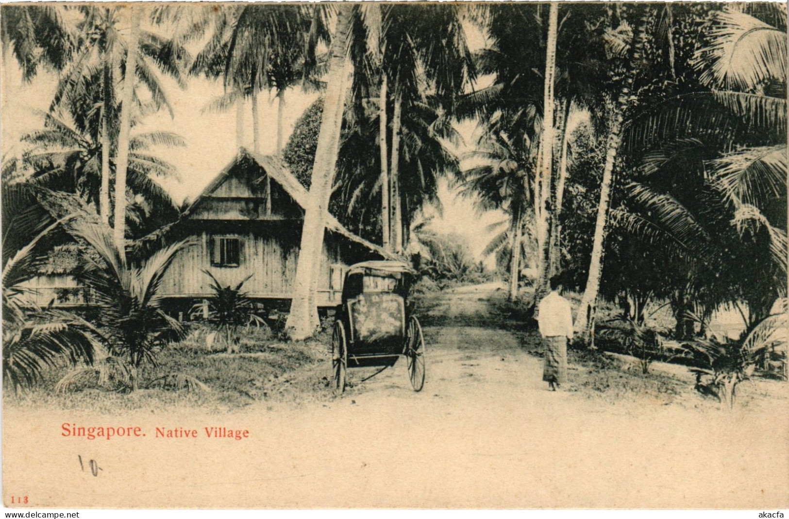 PC SINGAPORE, NATIVE VILLAGE, VINTAGE POSTCARD (b1826) - Singapour