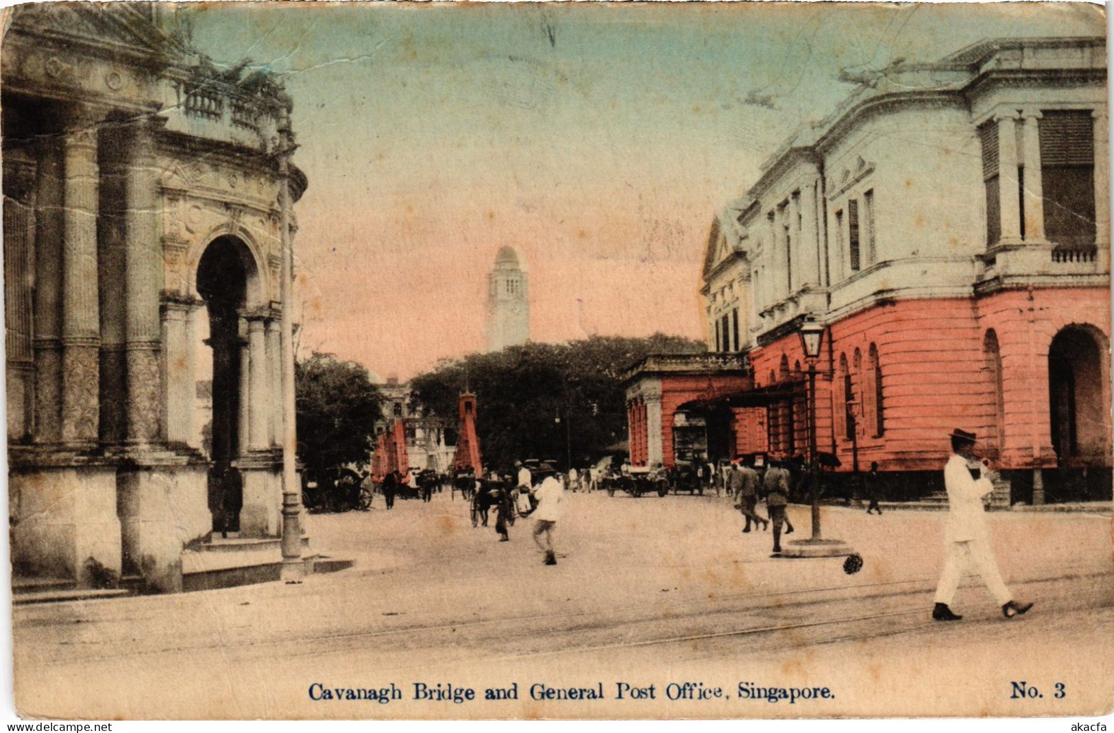 PC SINGAPORE, CAVANAGH BRIDGE & GENERAL POST OFFICE, POSTCARD (b1703) - Singapour