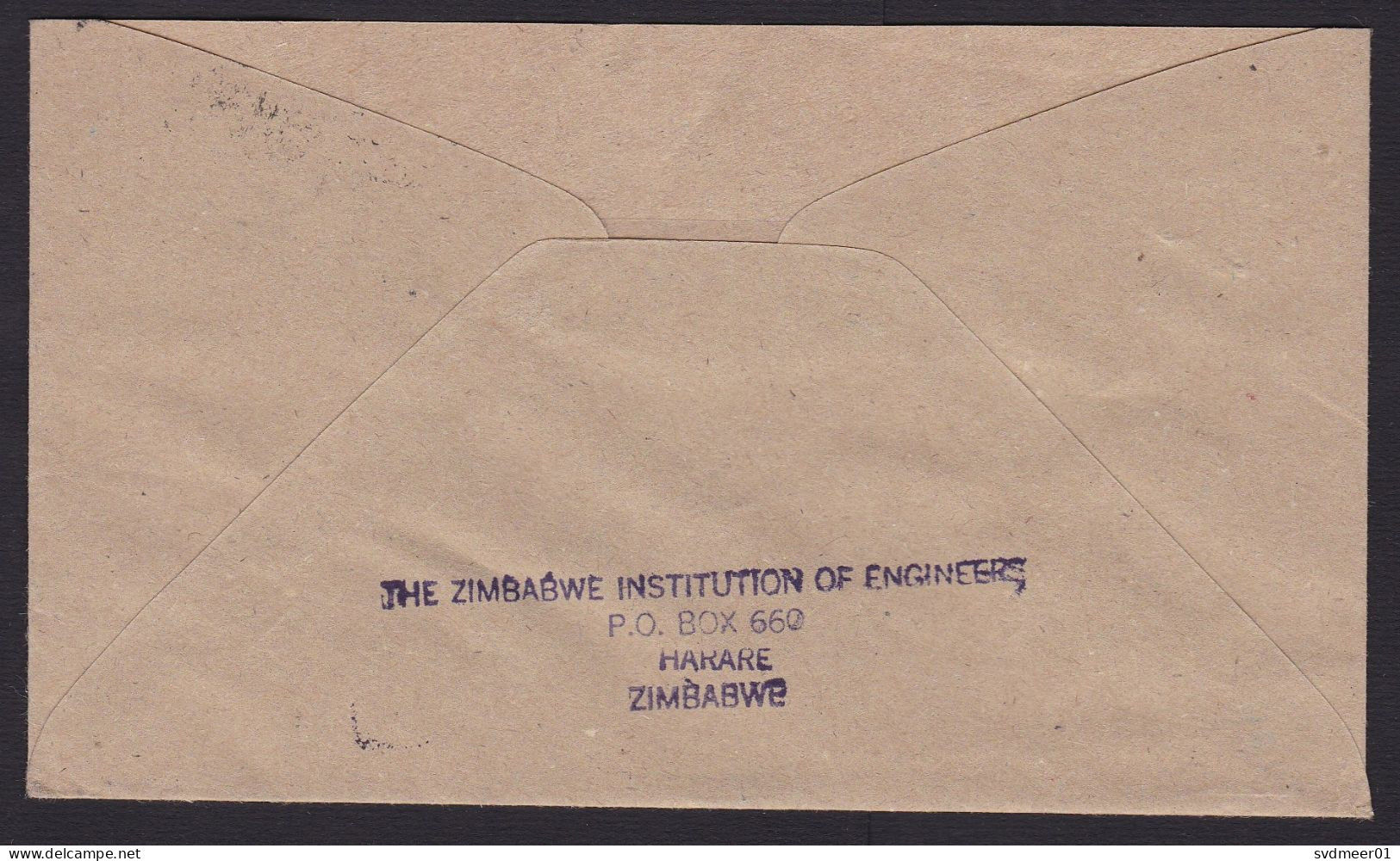 Zimbabwe: Cover, 1987, 1 Stamp, Sunset, River, Palm Tree (backflap Missing) - Zimbabwe (1980-...)