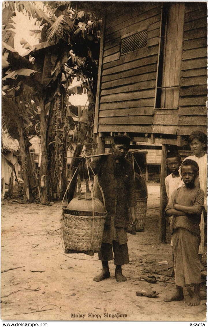 PC SINGAPORE, MALAY SHOP, VINTAGE POSTCARD (b1320) - Singapour