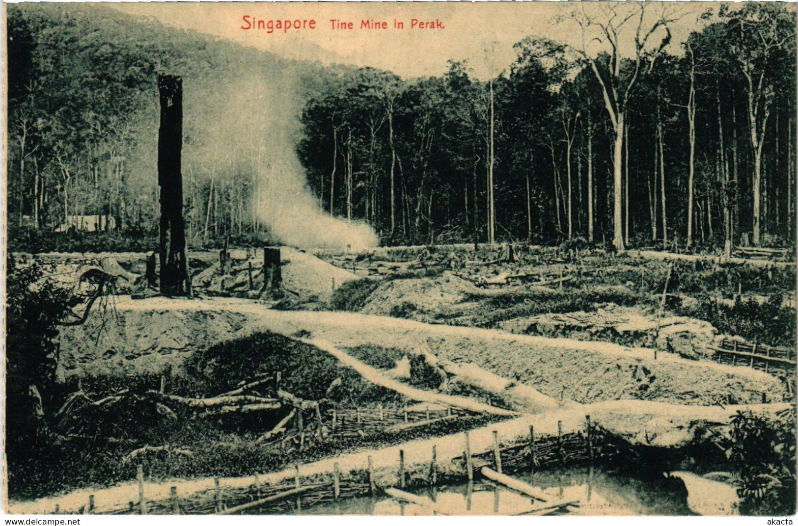 PC SINGAPORE, TINE MINE IN PERAK, VINTAGE POSTCARD (b1312) - Singapour