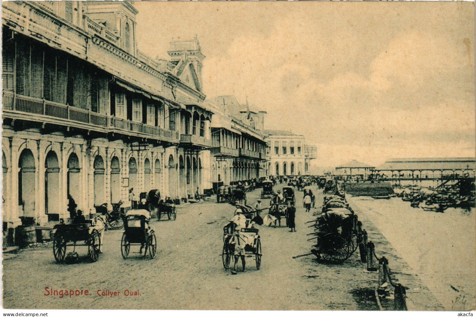 PC SINGAPORE, COLLYER QUAI VINTAGE POSTCARD (b1304) - Singapour