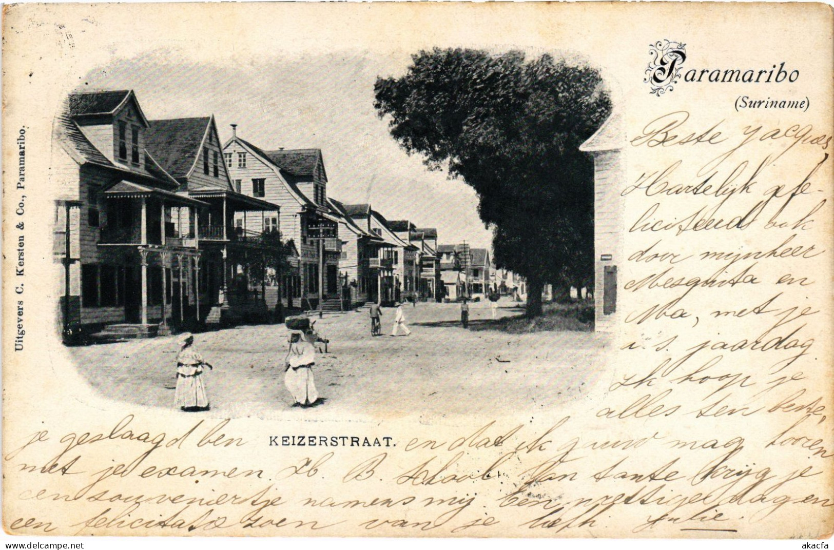 PC SURINAME PARAMARIBO, KEIZERSTRAAT, VINTAGE POSTCARD (b407) - Surinam