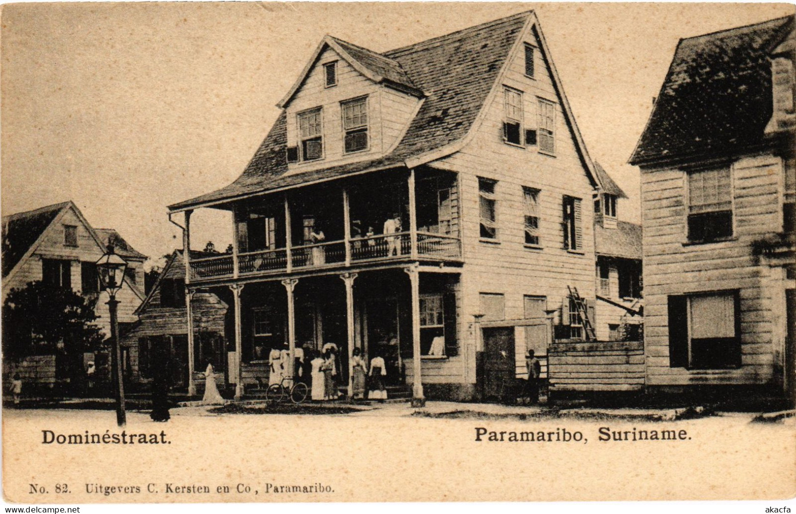 PC SURINAME PARAMARIBO, DOMINÉSTRAAT, VINTAGE POSTCARD (b389) - Suriname