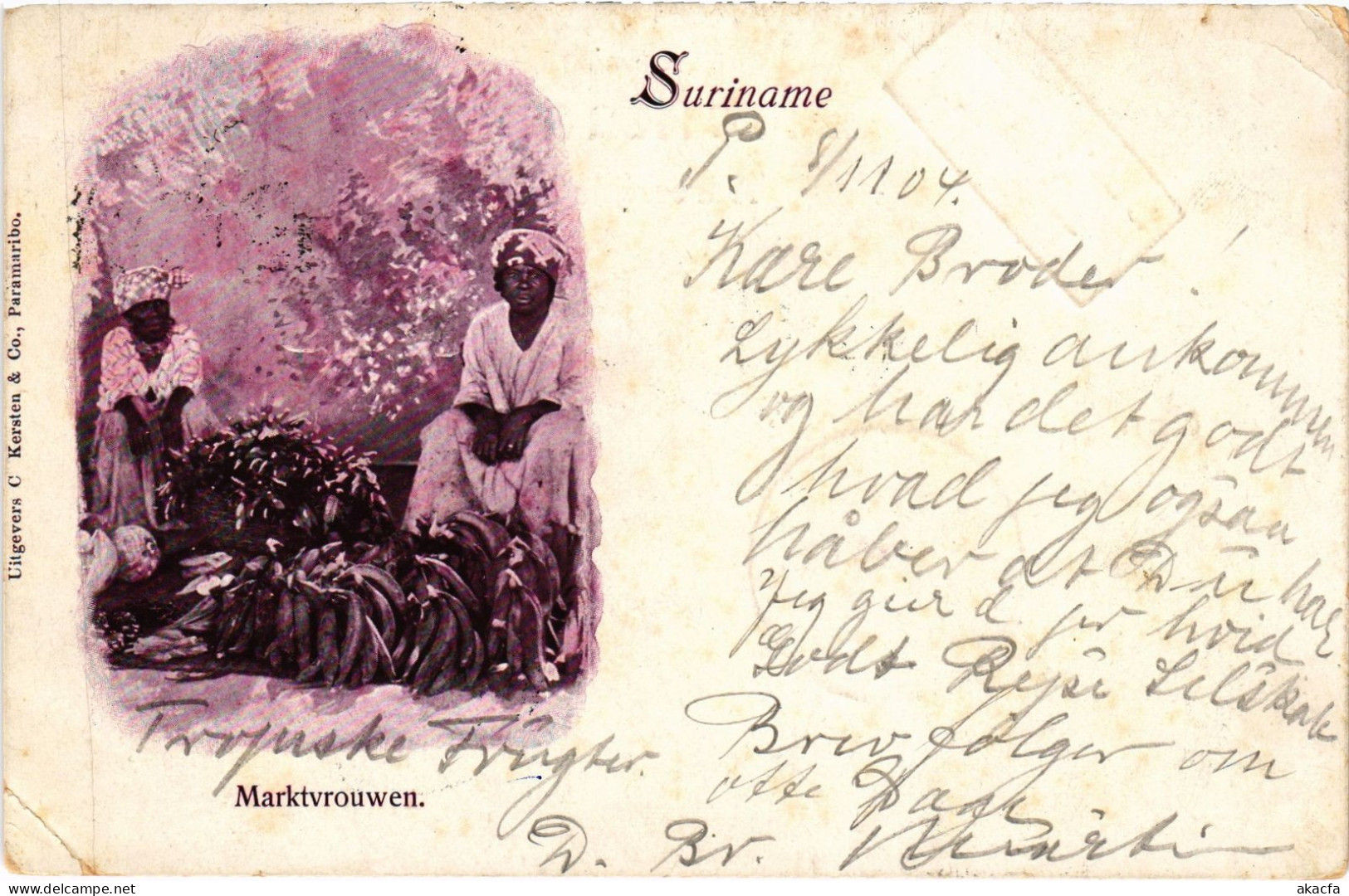 PC SURINAME PARAMARIBO, MARKTVROUWEN, VINTAGE POSTCARD (b406) - Surinam