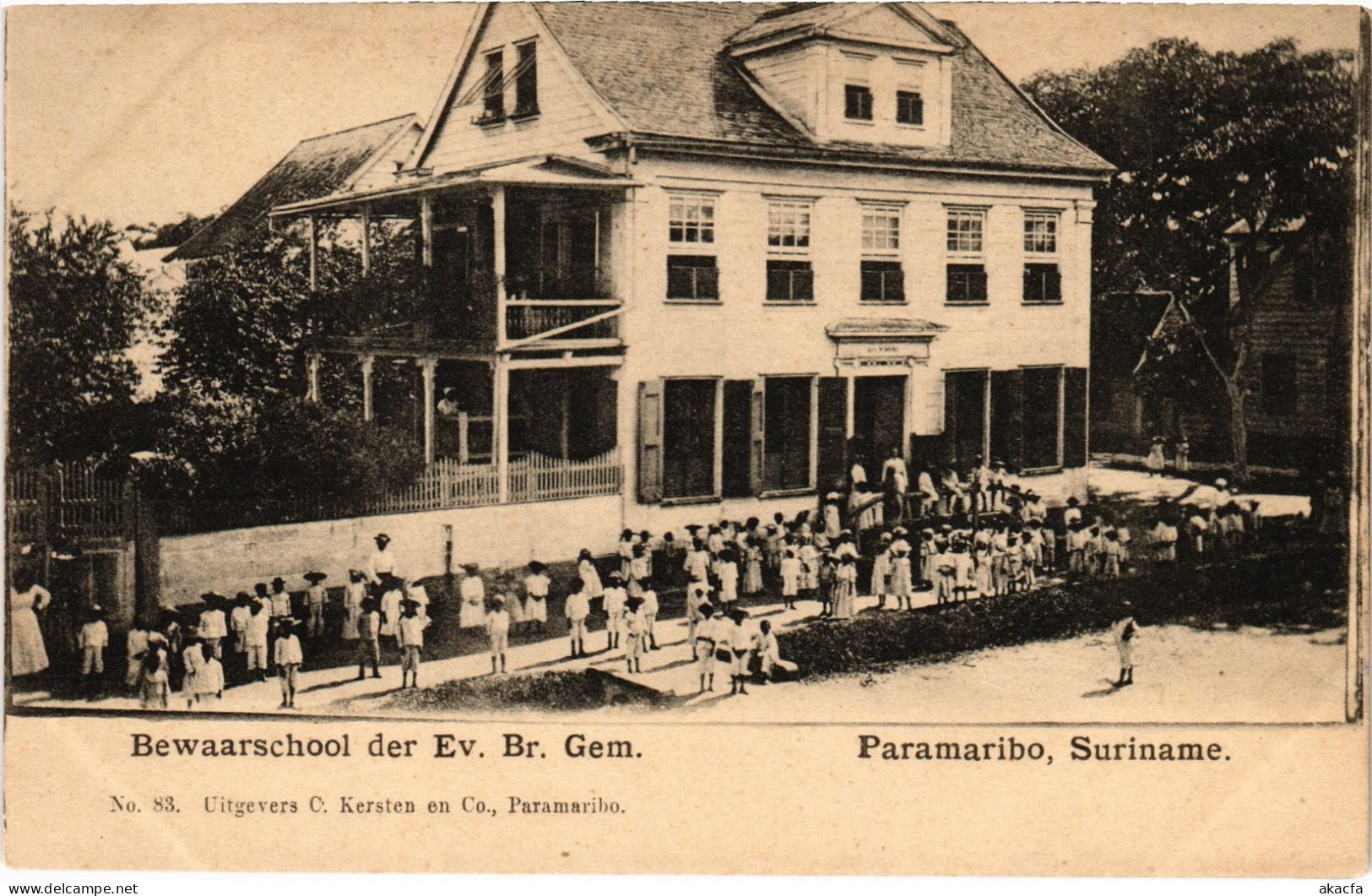 PC SURINAME PARAMARIBO, BEWAARSCHOOL DER EV. BR. GEM., POSTCARD (b386) - Surinam