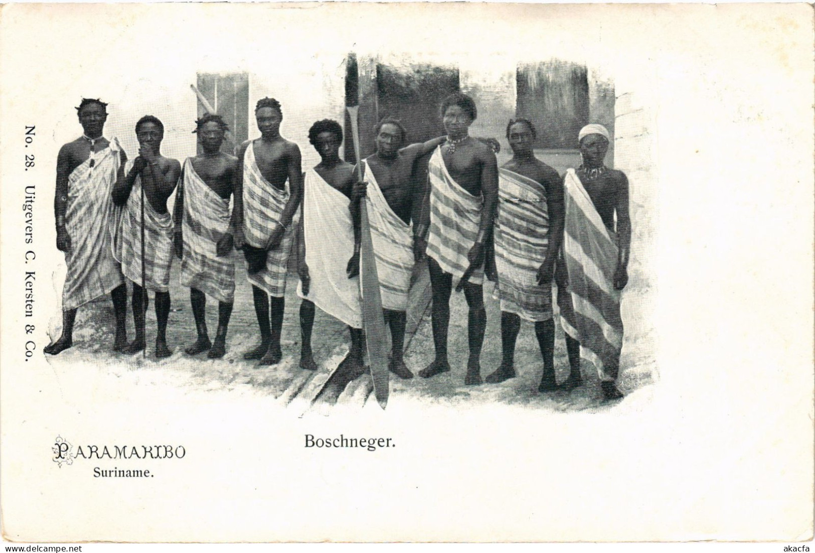 PC SURINAME PARAMARIBO, NATIVE BOSCHNEGER, VINTAGE POSTCARD (b384) - Surinam