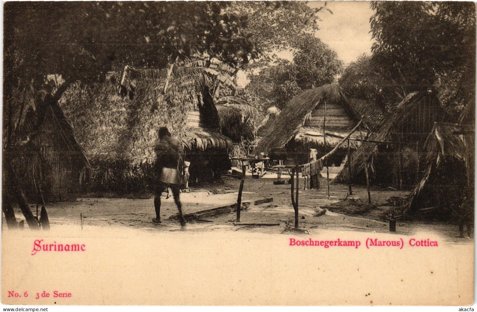 PC SURINAME BOSCHNEGERKAMP (MAROUS) COTTICA, VINTAGE POSTCARD (b378) - Surinam