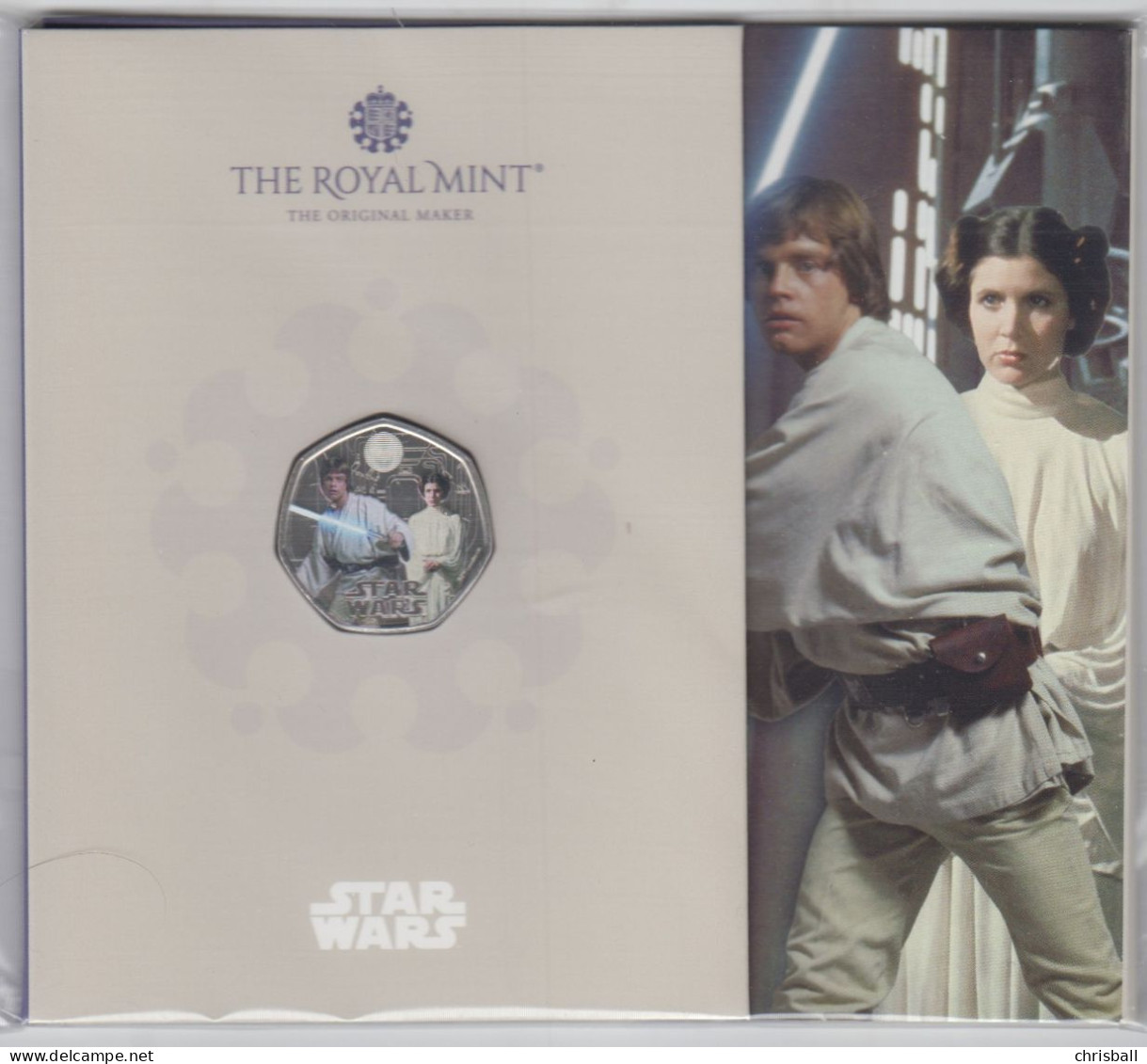 Great Britain UK 2023 50p Coloured Coin, Star Wars Luke & Leia Bunc - 50 Pence
