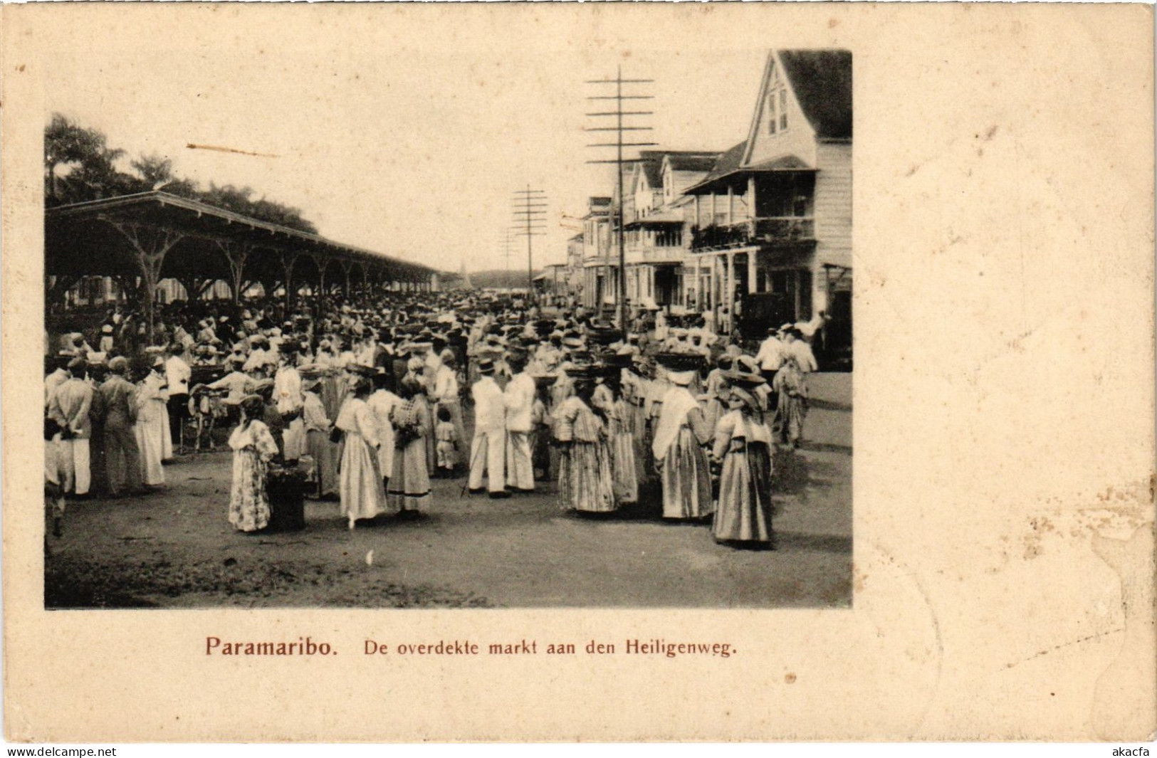 PC SURINAME PARAMARIBO, DE OVERDEKTE MARKT, HEILIGENWEG, POSTCARD (b361) - Suriname