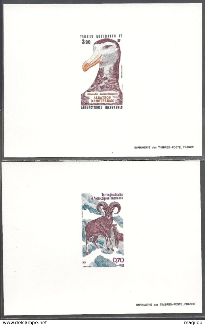 2 Épreuve De Luxe Taaf/fsat Mouflons Albatros YVT PA 86/87 - Imperforates, Proofs & Errors