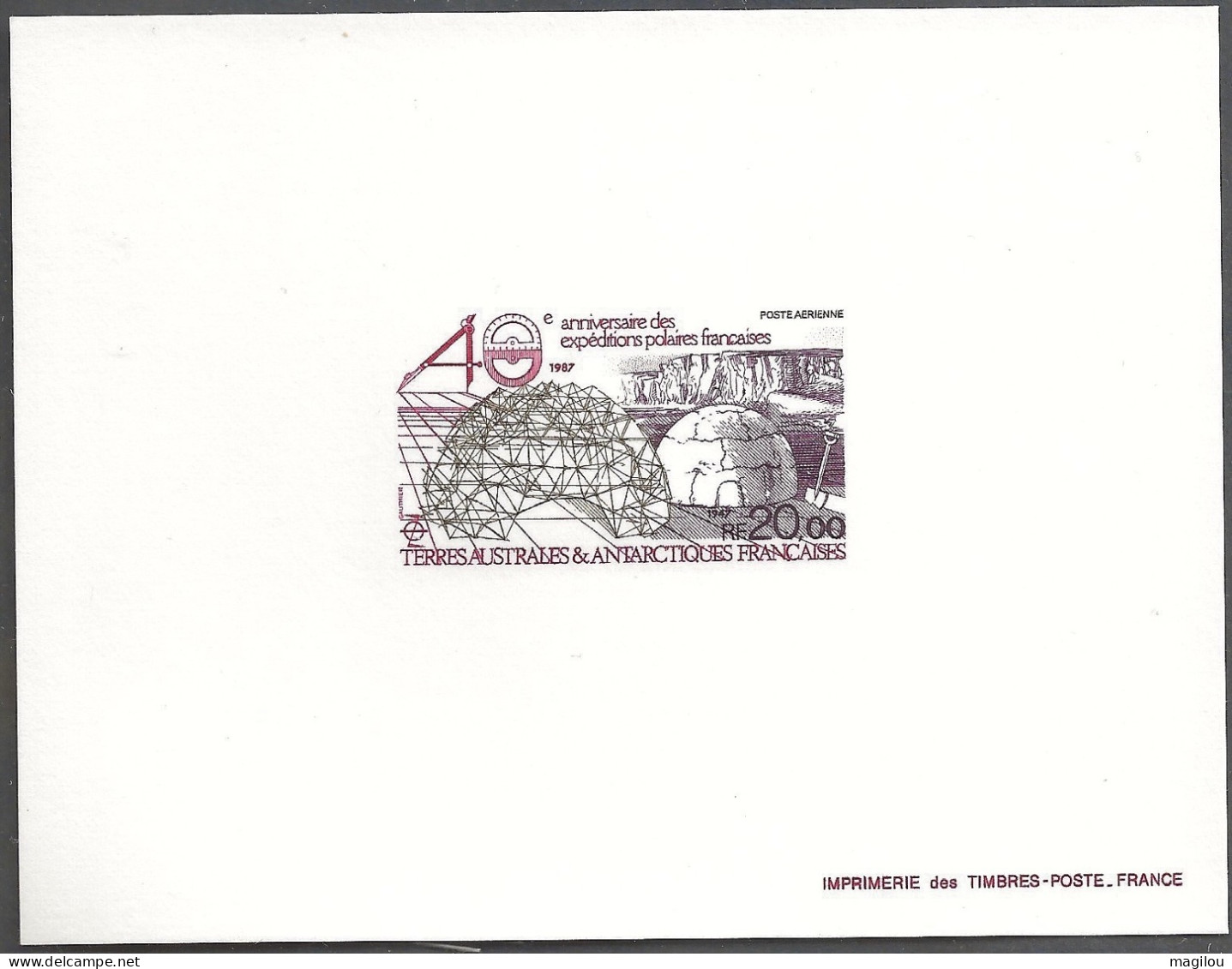 Épreuve De Luxe Taaf/fsat Anniversaire Des Expéditions Polaires  YVT PA 102 - Imperforates, Proofs & Errors