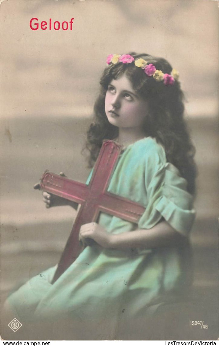 ENFANTS - Petite Fille - Geloof - La Croix - Carte Postale Ancienne - Otros & Sin Clasificación