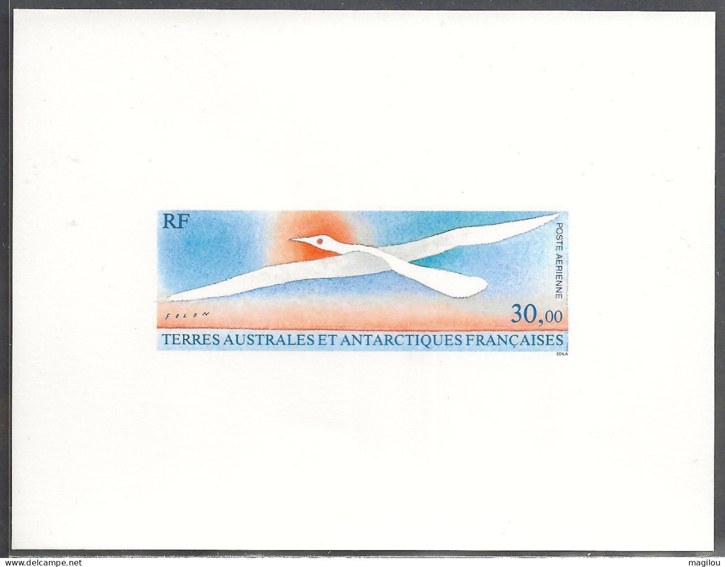 Épreuve De Luxe Taaf/fsat Oiseau Jean Michel Folon  YVT PA 114 - Imperforates, Proofs & Errors