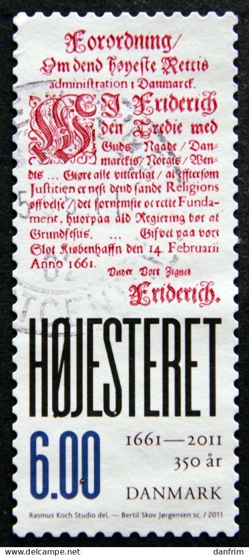 Denmark  2011    Supreme Court 350 Year Anniversary   MiNr.1636    (O)   ( Lot  B 2106 ) - Gebruikt