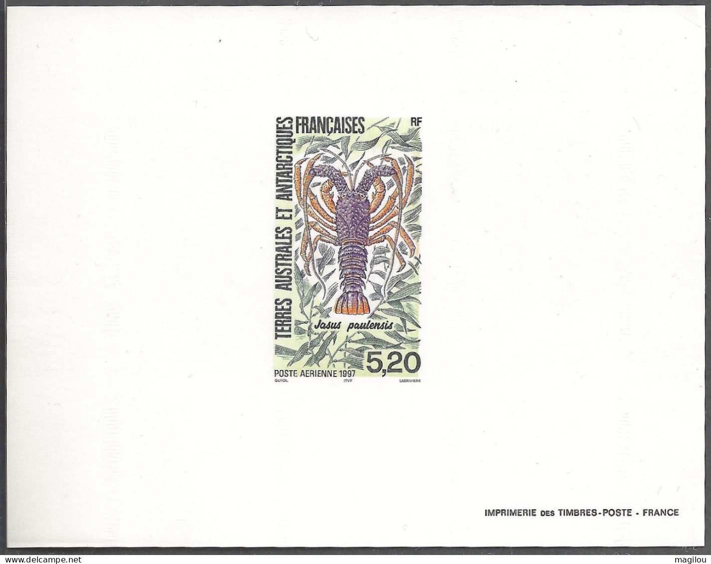 Feuillet Gommé  Taaf/fsat Langouste YVT PA 141 Mnh** - Non Dentelés, épreuves & Variétés