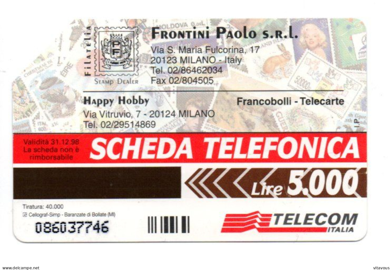 Ours Nounours Teddy Bear Télécarte Italie  Card (J 979) - Colecciones'