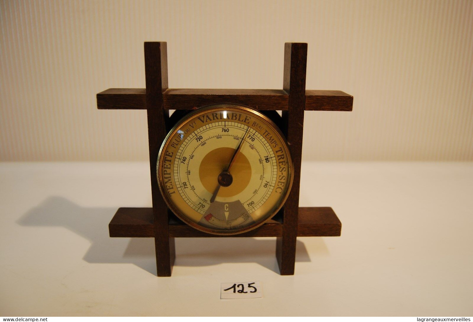 C125 Ancien Baromètre Style Bateau En Bois - Horloges