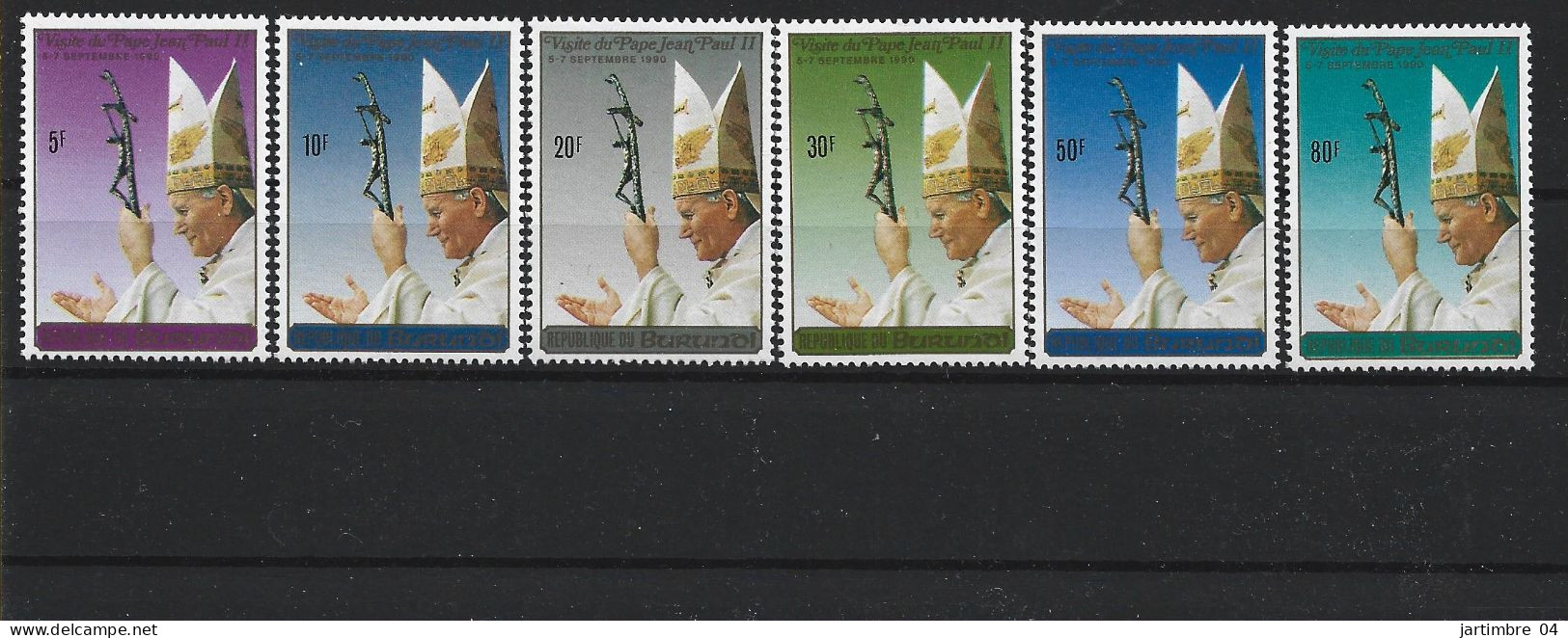 1990 BURUNDI 938-43 ** Visite Pape Jean-Paul II - Unused Stamps