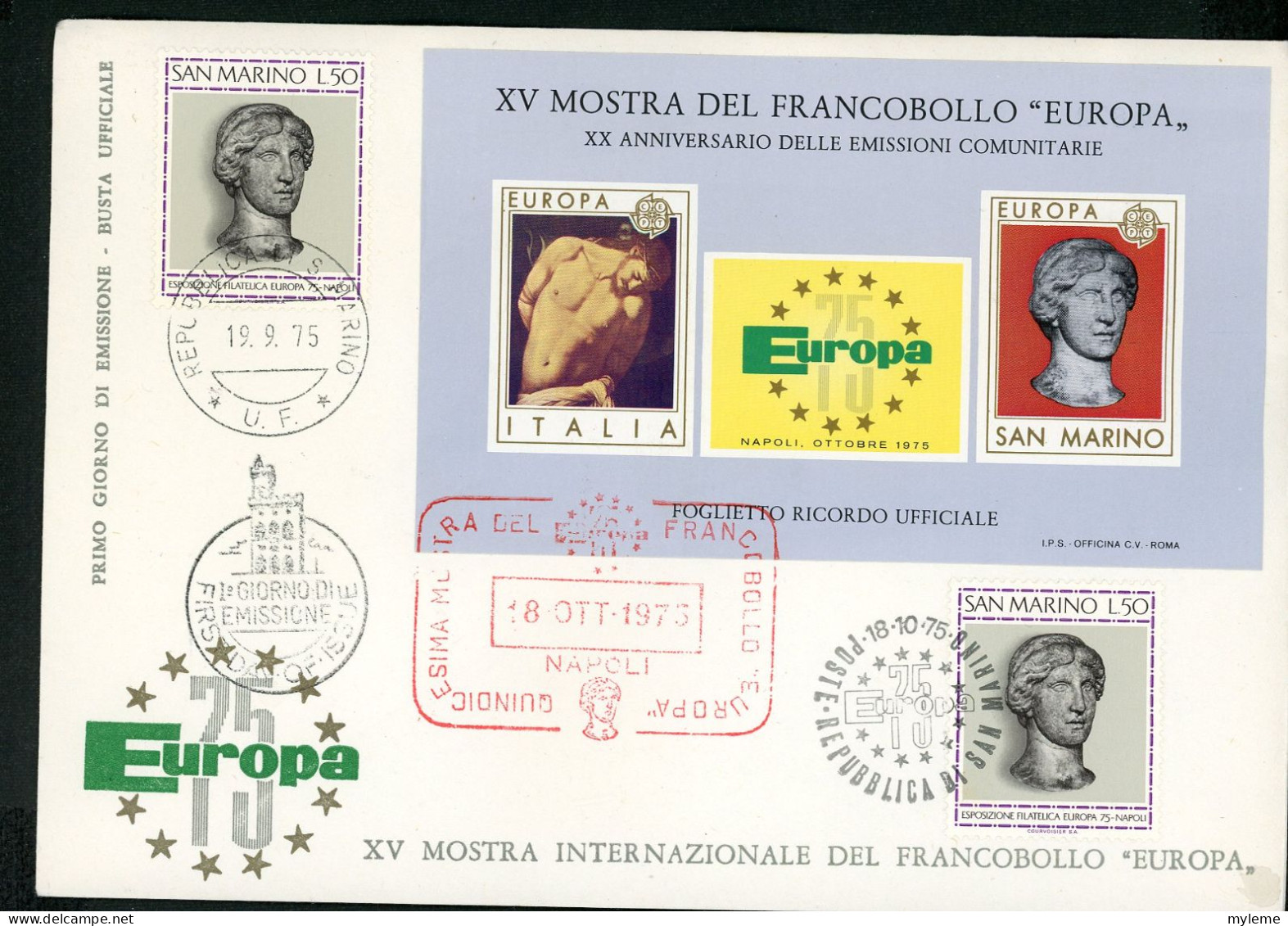 Z000 FDC 1er Jour Europa Cept Italie 1975  Dont Bloc Souvenir   A Saisir !!! - 1975