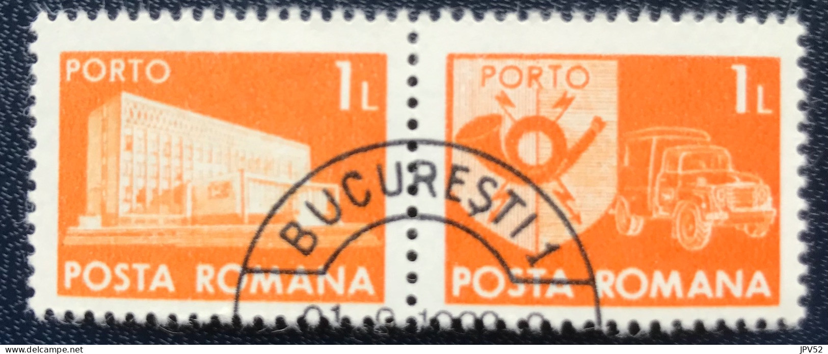 Romana - Roemenië - C14/54 - 1974 - (°)used - Michel 124 - Postkantoor & Postembleem & Postvoertuig - BUCURESTI - Port Dû (Taxe)