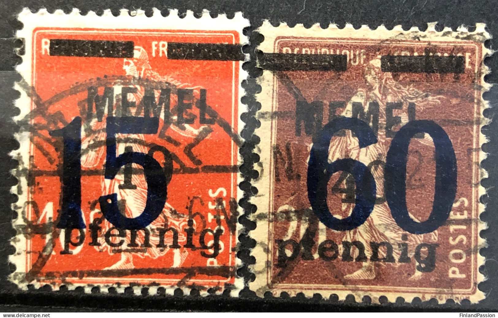 Memel. 1921 MiNr 34-35 O - Gebruikt