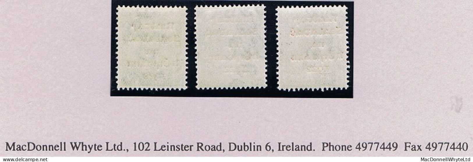 Ireland 1922 (Apr) Dollard 5-line Ovpt In Red, Set Of 3, 2½d, 4d, 9d Fresh Mint Unmounted - Ongebruikt