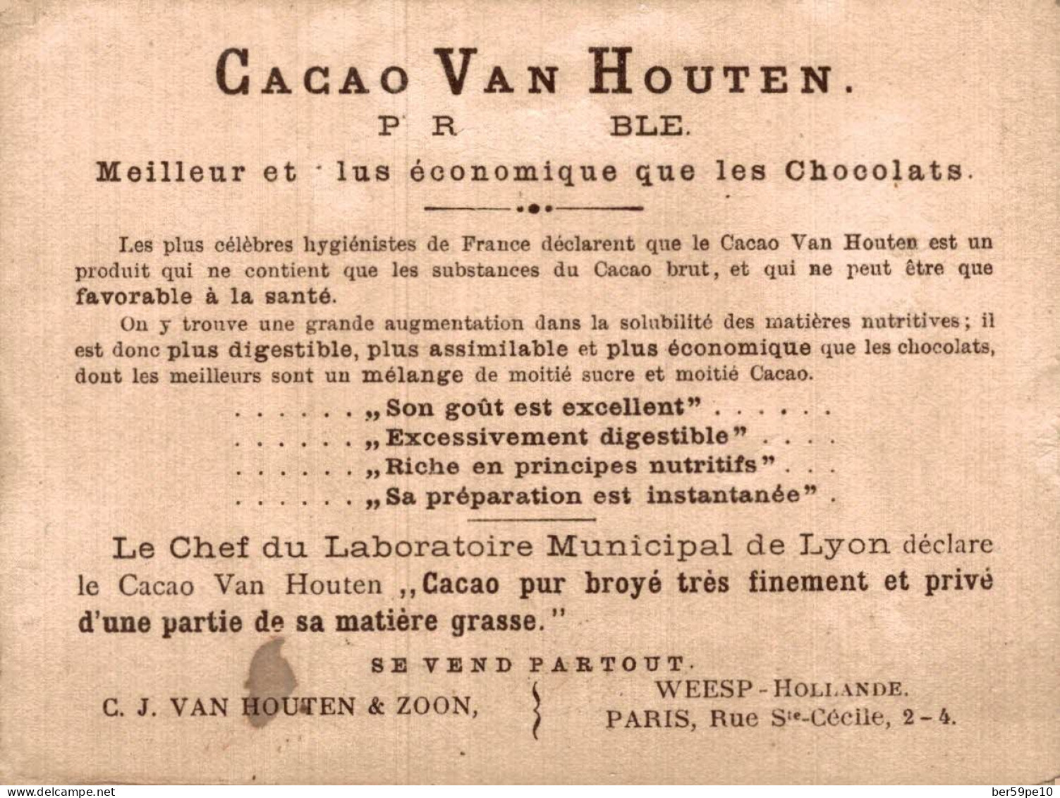 CHROMO CACAO VAN HOUTEN LA DINETTE EN MONTAGNE - Van Houten