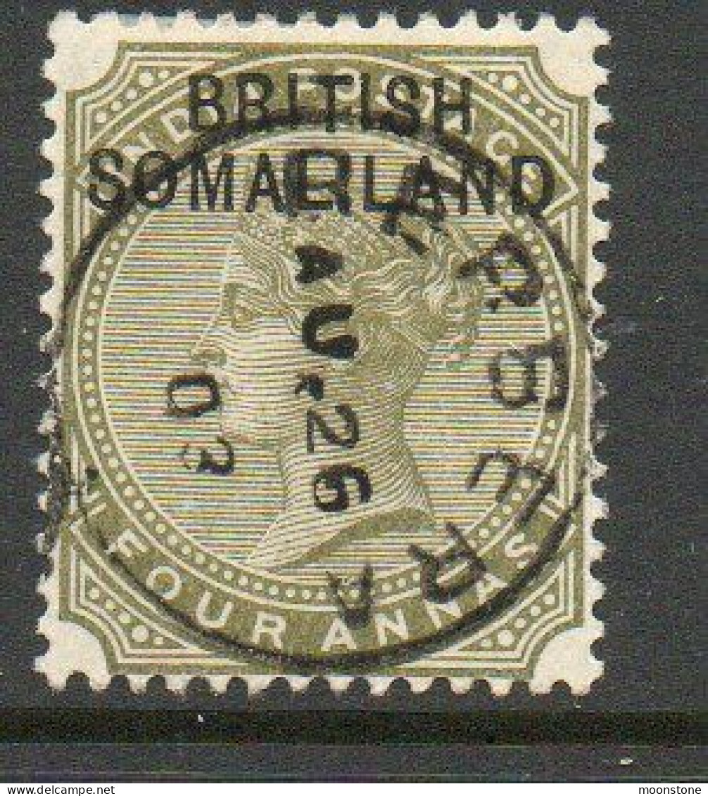 Somaliland Protectorate 1903 QV 4 Annas Overprint On India, Used, SG 6 (BA2) - Somaliland (Protectorat ...-1959)