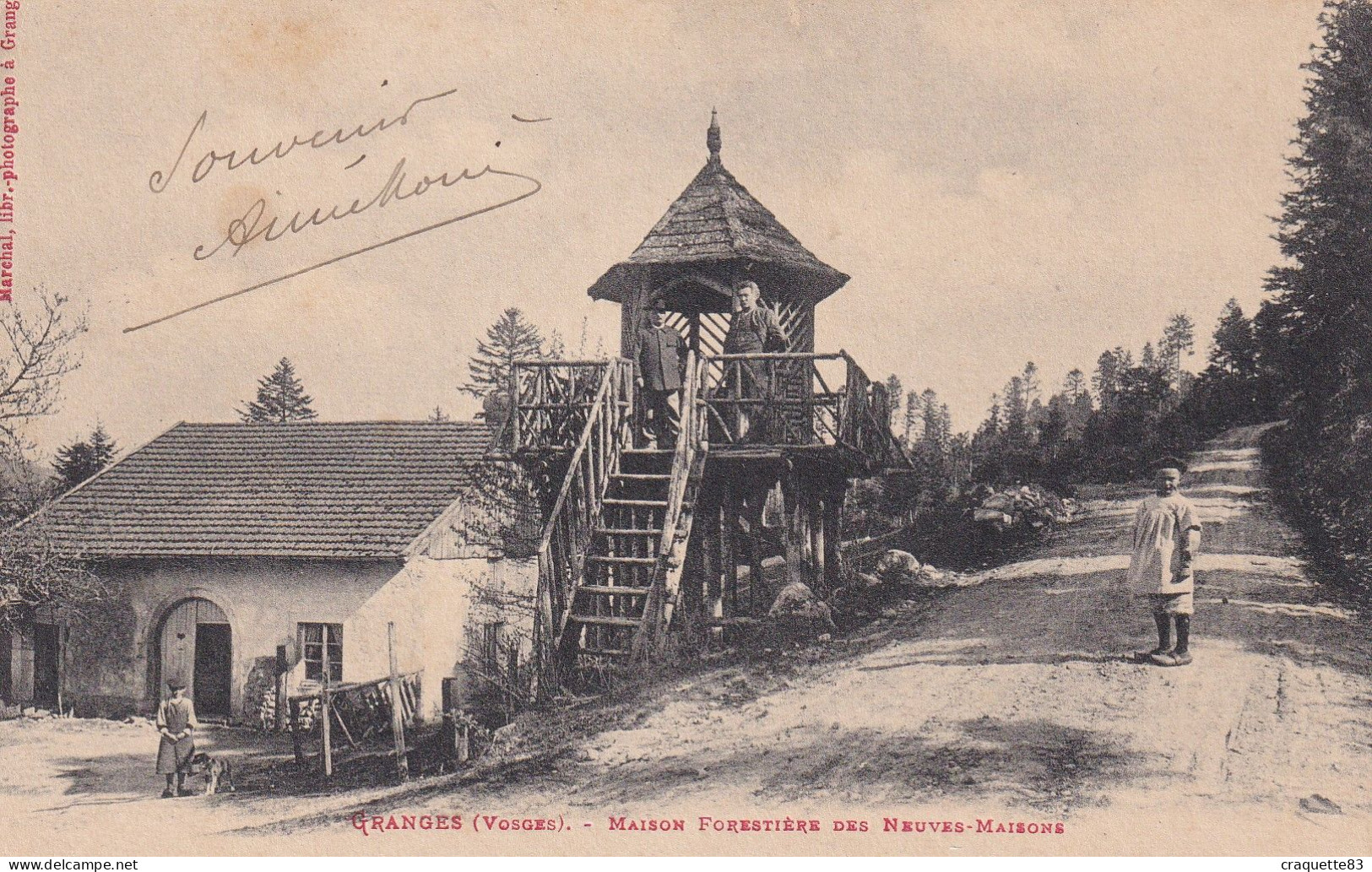 GRANGES -MAISON FORESTIERE DES NEUVES-MAISONS   BELLE CARTE ANIMEE 1915 - Granges Sur Vologne