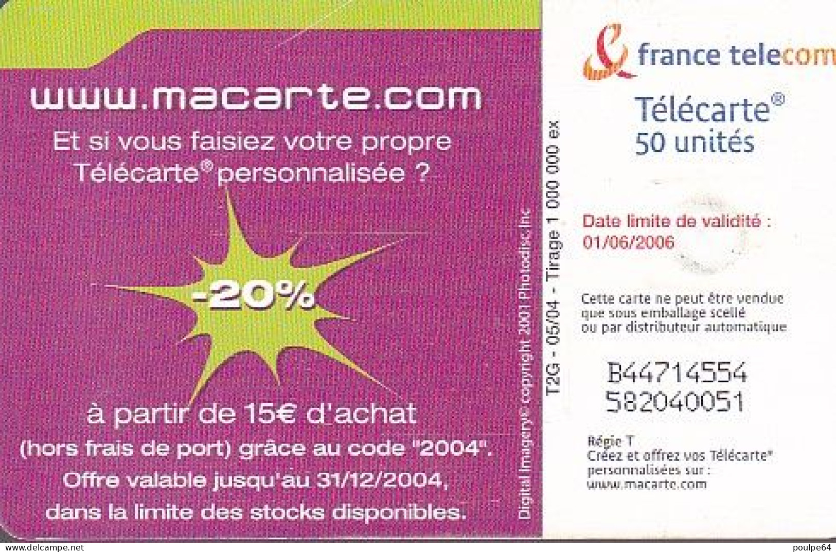 F1320  05/2004 - MA CARTE.COM " Fou D'amour " - 50 GEM2 - 2004
