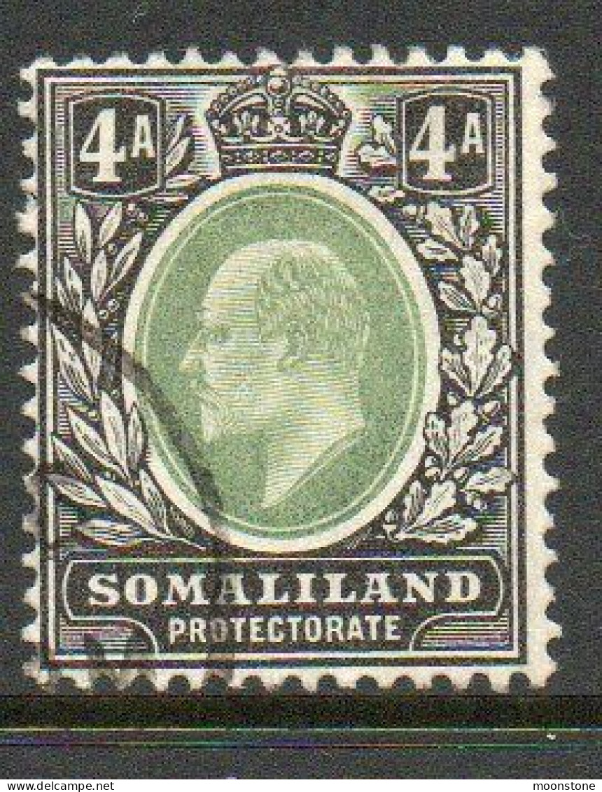 Somaliland Protectorate 1904 KEVII 4 Annas Value, Wmk. Crown CA, Used, SG 37 (BA2) - Somaliland (Protectorate ...-1959)