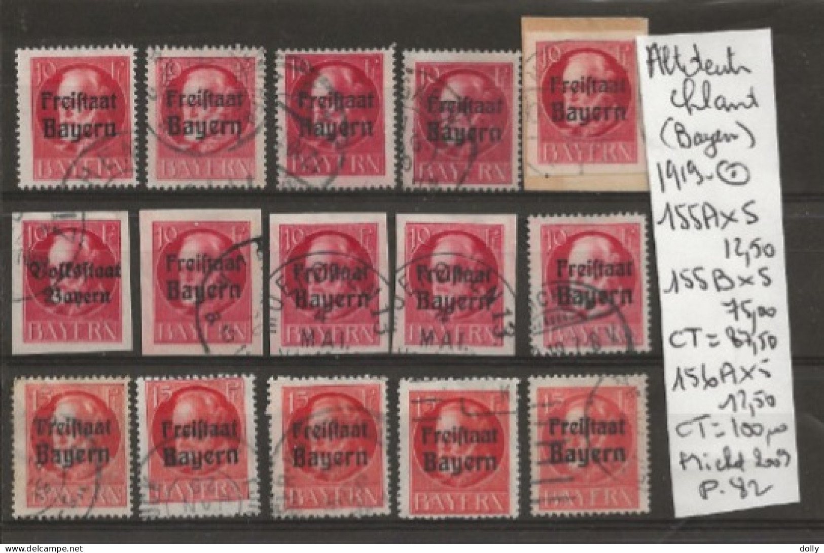 TIMBRE D ALLEMAGNE ALTDEUTSCHLAND BAYERN1919 Nr 155 A X5.155B X5.156A X5  COTE 100,00  € - Mint