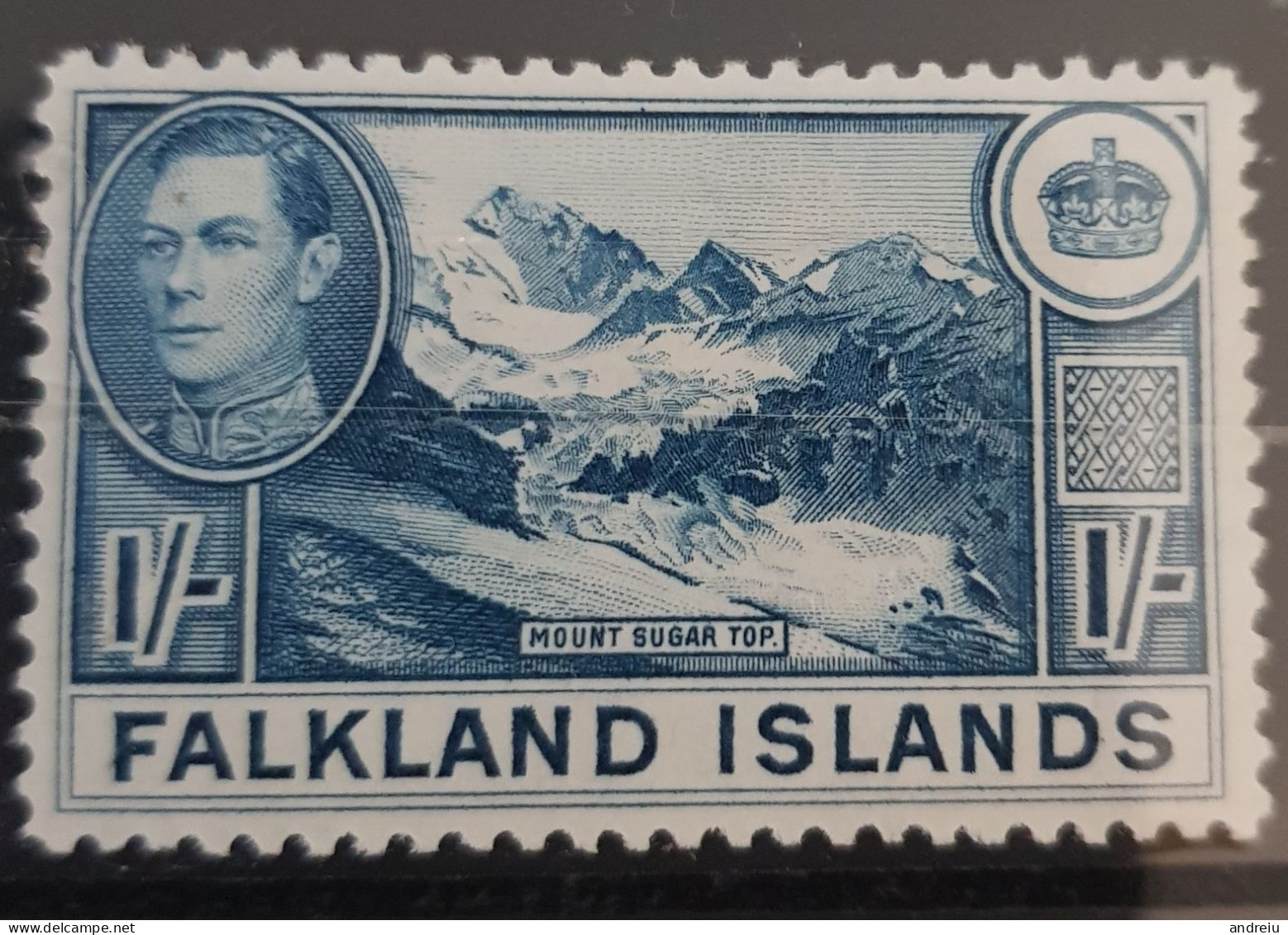 1938 Falkland Islands - 1v., Mount Sugar Top George VI, Geology, Nature, Mountain,glacier, Blue Scott 91, SG 158b - MLH - Berge