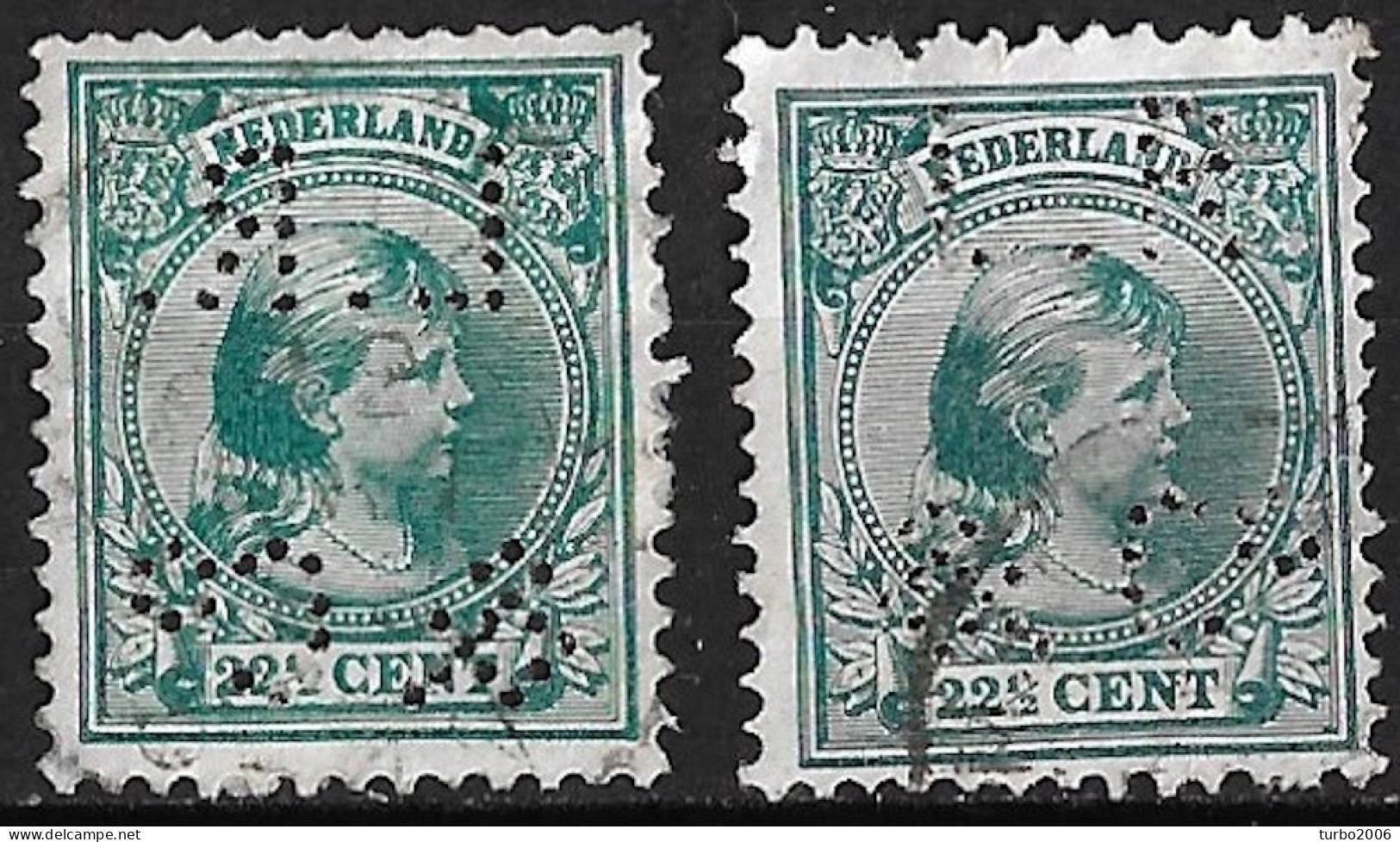 Perfin L.R. & Co In 1891 Prinses Wilhelmina 22½ Cent Donkergroen NVPH 41 (2 Richtingen) - Perfin