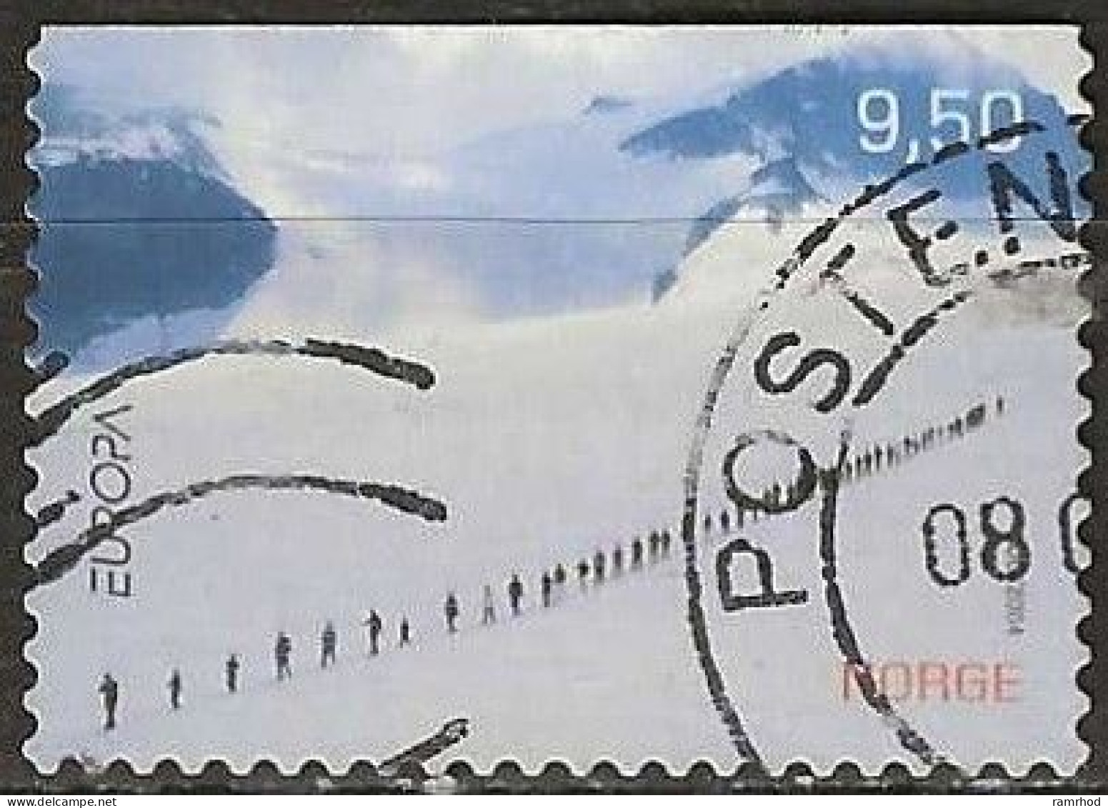 NORWAY 2004 Europa. Holidays - 9k.50 - Skiers FU - Used Stamps