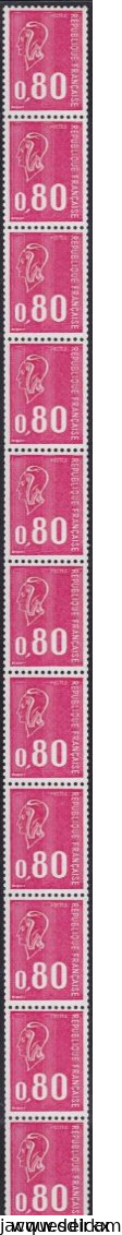 France   .  Y&T   .   Rouleaux  66   .    11 Timbres    .   **      .      Neuf Avec  Gomme Et SANS Charnière - Coil Stamps