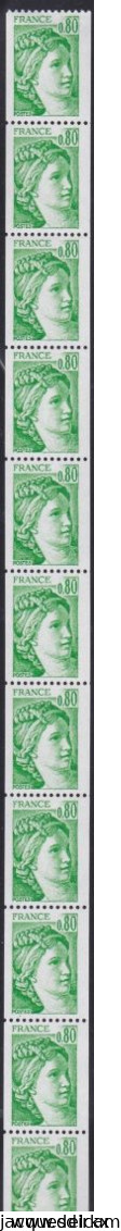 France   .  Y&T   .   Rouleaux  69   .    11 Timbres    .   **      .    Neuf Avec  Gomme Et SANS Charnière - Coil Stamps