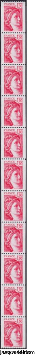 France   .  Y&T   .   Rouleaux  70   .    11 Timbres    .   **      .    Neuf Sans  Gomme Et SANS Charnière - Roulettes