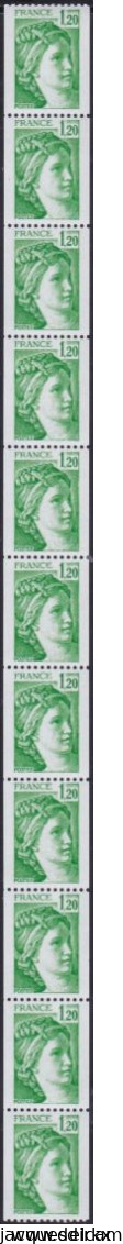 France   .  Y&T   .   Rouleaux  72    .    11 Timbres    .   **      .      Neuf Avec  Gomme Et SANS Charnière - Coil Stamps