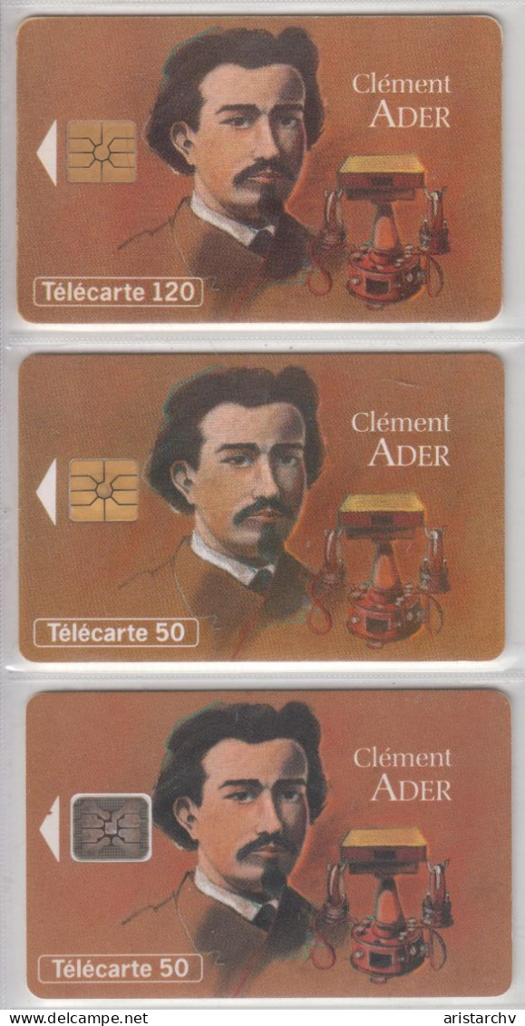 FRANCE 1993 CLEMENT ADER INVENTOR 3 DIFFERENT CARDS - 1993