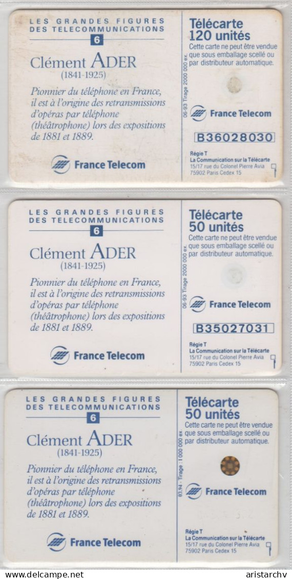 FRANCE 1993 CLEMENT ADER INVENTOR 3 DIFFERENT CARDS - 1993