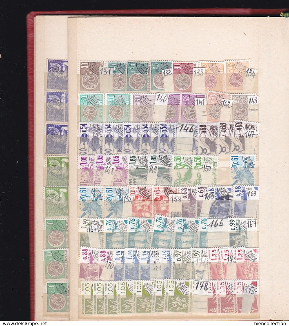 France, 1 petit classeur avec des centaines de timbres préoblitérés quelques timbres neufs**, taxe; franchise militaire