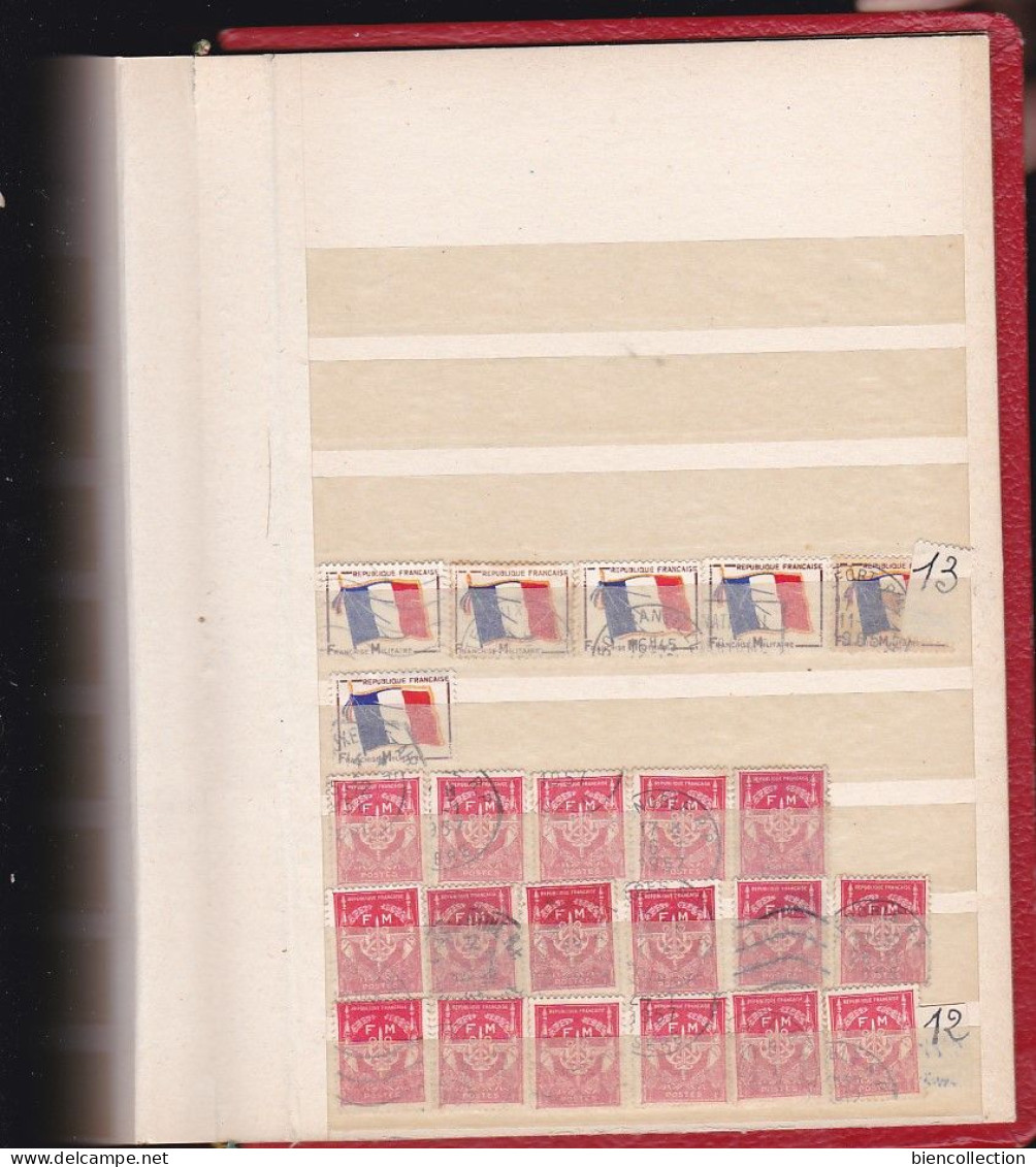 France, 1 petit classeur avec des centaines de timbres préoblitérés quelques timbres neufs**, taxe; franchise militaire