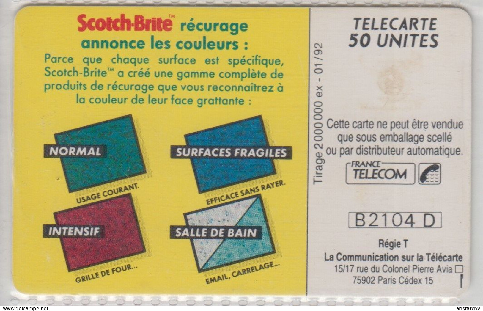 FRANCE 1992 SCOTCH BRITE OLYMPIC GAMES - 1992