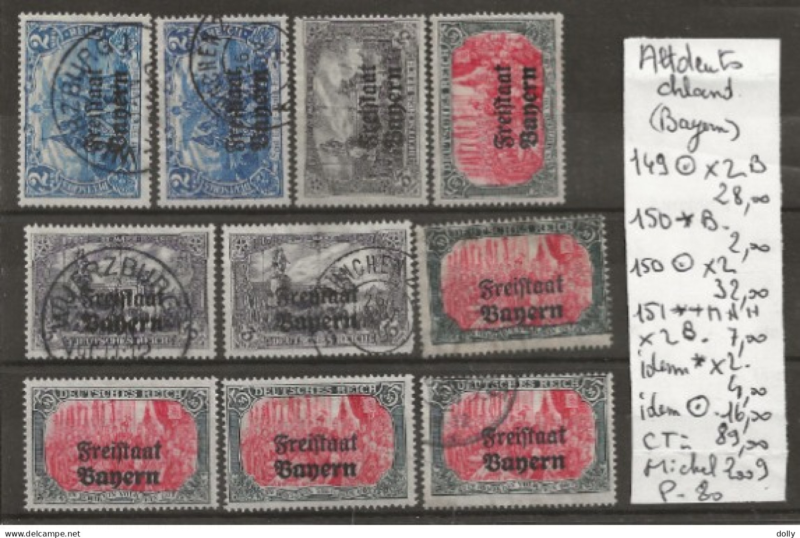 TIMBRE D ALLEMAGNE ALTDEUTSCHLAND BAYERN 1919 Nr VOIR SUR PAPIER AVEC TIMBRES   COTE 89,00  € - Postfris