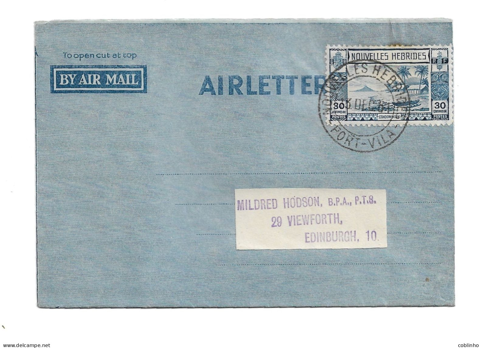 NOUVELLES HEBRIDES (New Hebrides) - Aerogramme - 1951 - Français - Pour L'Ecosse (to Scotland) - Oblitérés