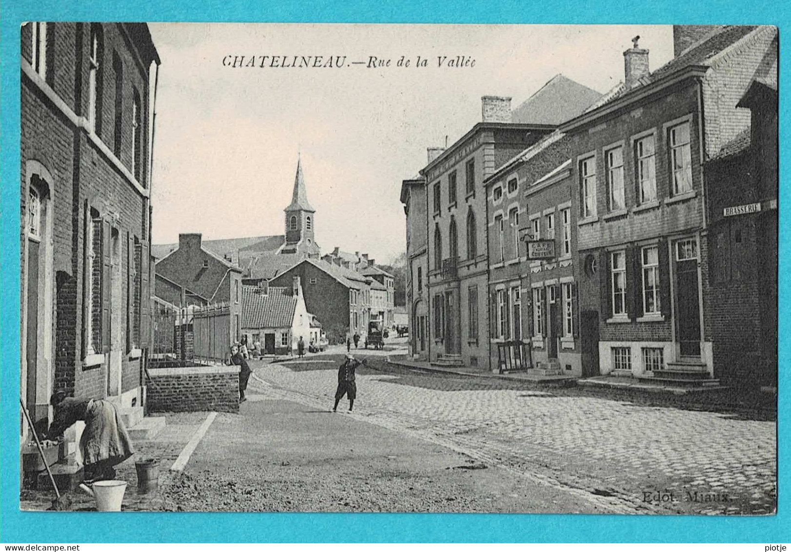 * Chatelineau - Chatelet (Hainaut - La Wallonie) * Rue De La Vallée, Animée, Brasserie, Café, Unique, TOP, église - Châtelet