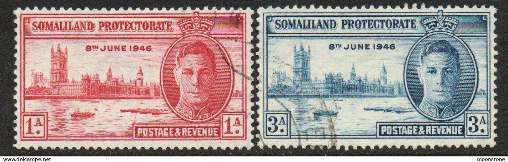 Somaliland Protectorate 1946 Victory Set Of 2, Used, SG 117/8 (BA2) - Somaliland (Protectoraat ...-1959)