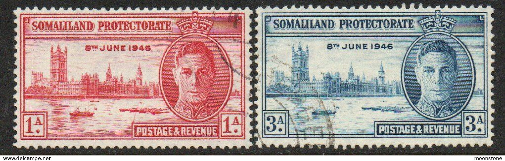 Somaliland Protectorate 1946 Victory Set Of 2, Used, SG 117/8 (BA2) - Somalilandia (Protectorado ...-1959)